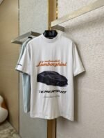 Balenciaga Lamborghini Co-Printed Short Sleeve T-Shirt White - 图片 5