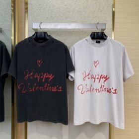 Balenciaga Love Hearts Graffiti Short Sleeve T-Shirt Black