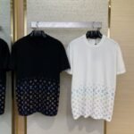 LV Rhinestone Gradient Knit Short Sleeve T-Shirt Black