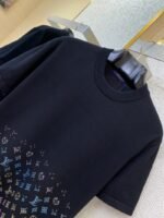 LV Rhinestone Gradient Knit Short Sleeve T-Shirt Black - 图片 6