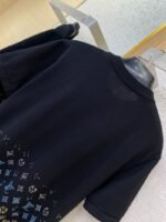 LV Rhinestone Gradient Knit Short Sleeve T-Shirt Black - 图片 8