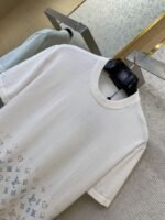 LV Rhinestone Gradient Knit Short Sleeve T-Shirt White - 图片 6