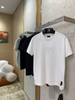 Fendi Logo Embroidered Crew Neck Short Sleeve T-Shirt Black - 图片 3