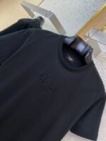 Fendi Logo Embroidered Crew Neck Short Sleeve T-Shirt Black - 图片 6