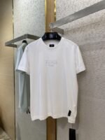Fendi Logo Embroidery Round Neck Short Sleeve T-Shirt White - 图片 5