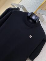 Fendi Double F Metallic Logo Wool Knit Short Sleeve Black - 图片 6