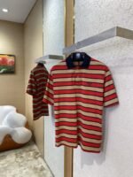 Prada Striped Lapel Embroidered Polo Shirt - 图片 3