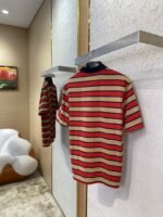 Prada Striped Lapel Embroidered Polo Shirt - 图片 4