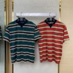 Prada Striped Pocket Short Sleeve T-Shirt Red