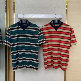 Prada Striped Pocket Short Sleeve T-Shirt Red