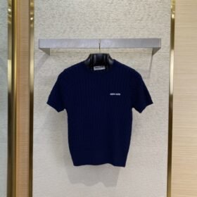 Miu Miu Appliqu??d Logo Knit Short Sleeve
