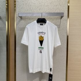 Fendi Fries Embroidered Short Sleeve T-Shirt