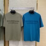 Balenciaga Letter Embroidered Short Sleeve T-Shirt Green