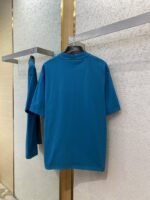 Balenciaga Letter Embroidered Short Sleeve T-Shirt Blue - 图片 7