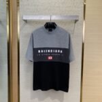 Balenciaga Letter Print Patchwork Short Sleeve T-Shirt