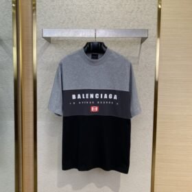 Balenciaga Letter Print Patchwork Short Sleeve T-Shirt