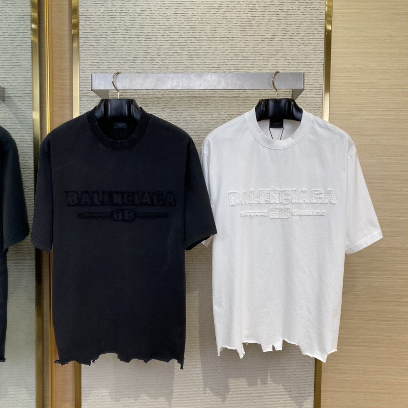 wsxc1742613717576_0-1.jpg Balenciaga Appliqu?? Embroidery Aged Short Sleeve T-Shirt Black - 图片 1