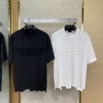 Balenciaga Applique Embroidery Aged Short Sleeve T-Shirt White
