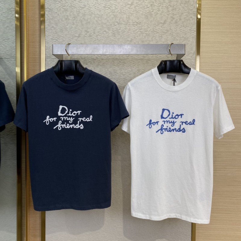 wsxc1743050829107_0.jpg Dior Co-Branded Embroidered Short-Sleeved T-Shirt Navy - 图片 1