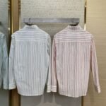 Dior Logo Embroidered Striped Lapel Shirt Pink - 图片 2