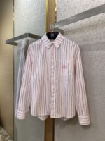 Dior Logo Embroidered Striped Lapel Shirt Pink - 图片 3
