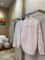 Dior Logo Embroidered Striped Lapel Shirt White - 图片 4