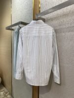 Dior Logo Embroidered Striped Lapel Shirt White - 图片 6
