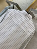 Dior Logo Embroidered Striped Lapel Shirt White - 图片 7