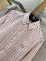 Dior Logo Embroidered Striped Lapel Shirt Pink - 图片 6