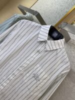 Dior Logo Embroidered Striped Lapel Shirt White - 图片 8