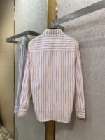 Dior Logo Embroidered Striped Lapel Shirt Pink - 图片 7