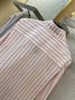 Dior Logo Embroidered Striped Lapel Shirt Pink - 图片 8