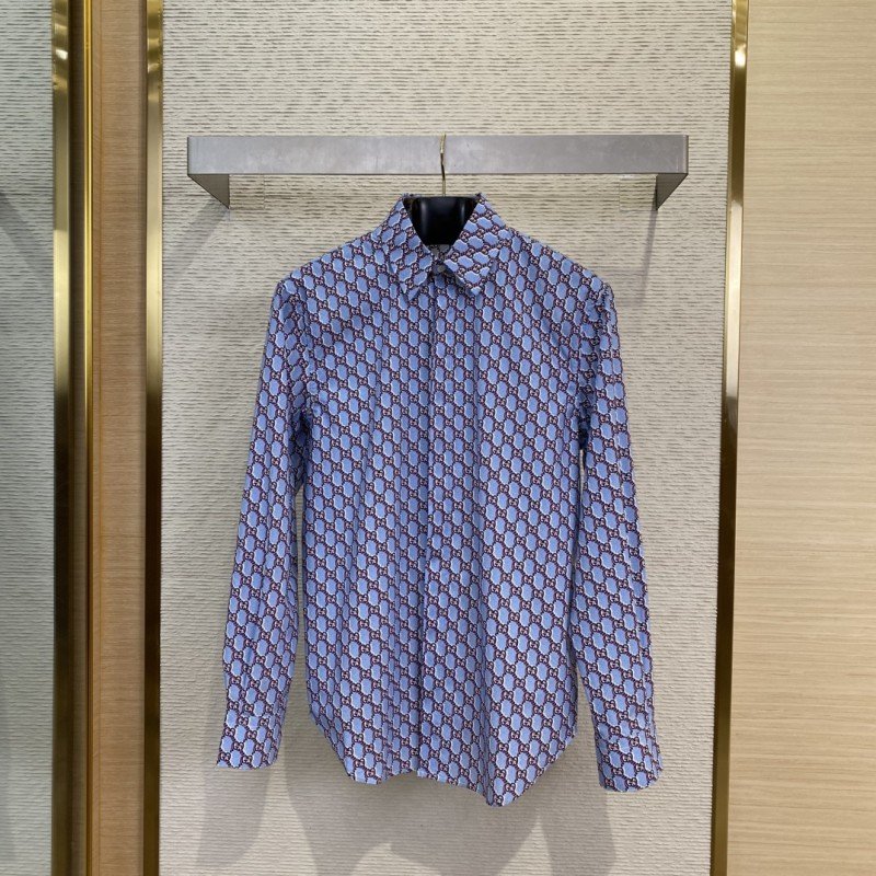 wsxc1743214875351_0.jpg Gucci Printed Collar Long Sleeve Shirt - 图片 1