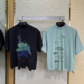 Balenciaga Blur Halo Print Short Sleeve T-Shirt Black