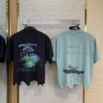 Balenciaga Blur Halo Print Short Sleeve T-Shirt Green - 图片 2