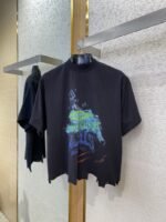 Balenciaga Blur Halo Print Short Sleeve T-Shirt Black - 图片 5