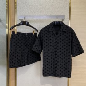 LV Full Print Flocked Short Sleeve Shirt