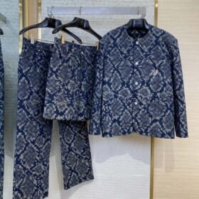 LV Snake print button-down collarless blazer