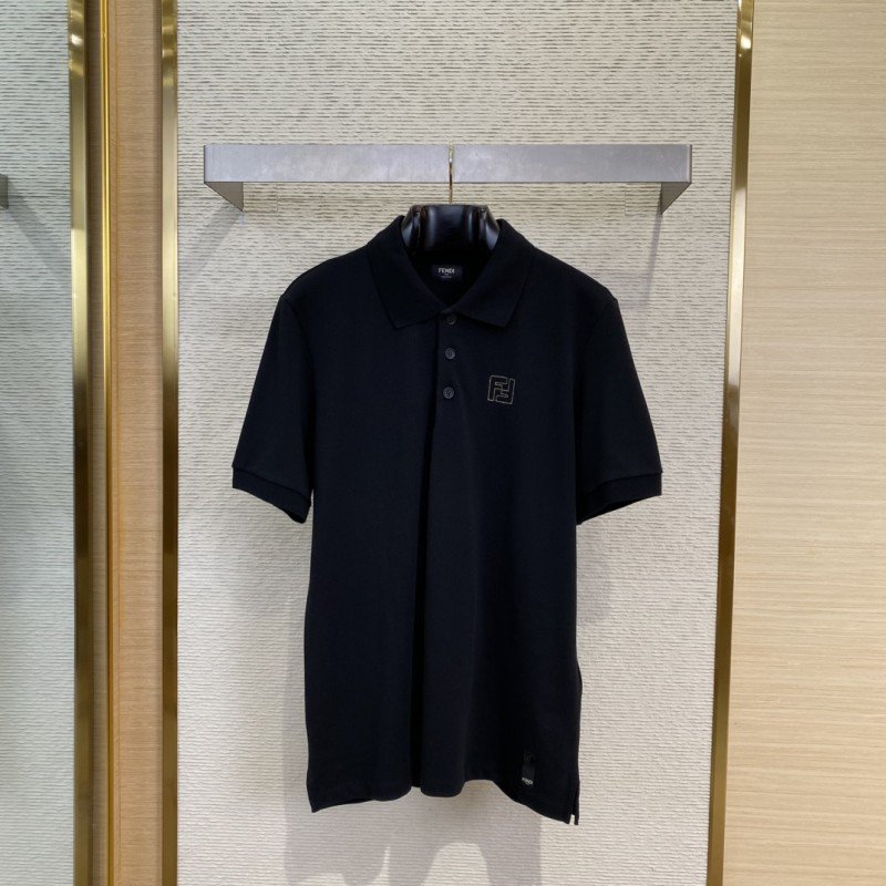 wsxc1744344629882_0.jpg Fendi FF Gold Logo Polo Shirt - 图片 1