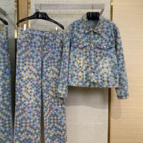 LV Colourful Checkerboard Print Denim Trousers