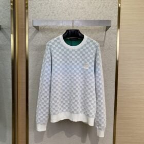 LV Gradient Checkerboard Knit Round Neck Long Sleeve