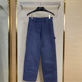 Prada Triangle Leather Label Denim Trousers