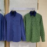 Gucci turndown collar Printed Long Sleeve Shirt Blue