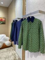 Gucci turndown collar Printed Long Sleeve Shirt Blue - 图片 3