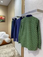 Gucci turndown collar Printed Long Sleeve Shirt Blue - 图片 4
