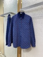 Gucci turndown collar Printed Long Sleeve Shirt Blue - 图片 5