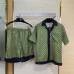 Gucci Double G Print Silk Short Sleeve Shirt