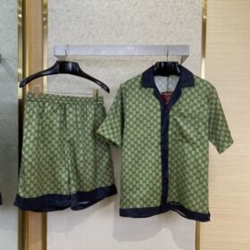 Gucci Double G Print Silk Short Sleeve Shirt