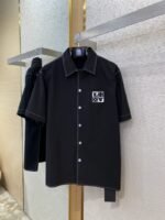 LV Letters Embroidered Short Sleeve Shirt - 图片 5