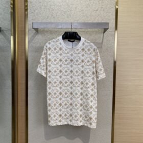 LV Logo Printed Crew Neck Short Sleeve T-Shirt